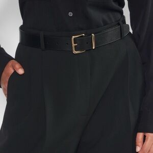 Aritzia Black Belt with Gold Square Buckle